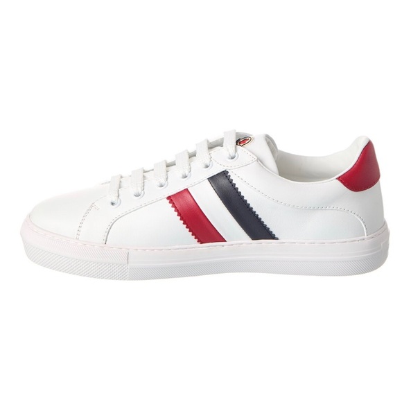 🌸✨MONCLER STRIPE-DETAIL LOW TOP LEATHER SNEAKERS🌺 - Picture 2 of 9